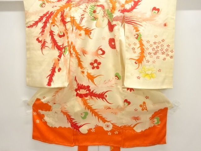 アンティーク　錦紗鳳凰に花模様着物